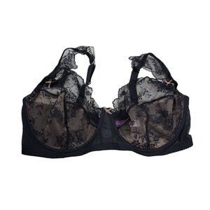 Adore Me Sheer Bra Womens Size 42H Black Unlined Lingerie